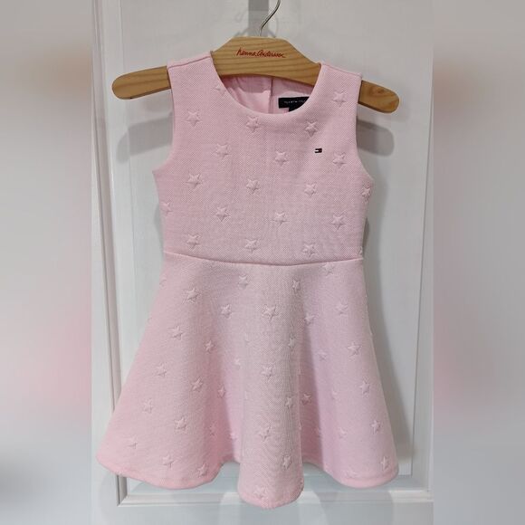 Tommy Hilfiger Baby Pink Stars Fit And Flare Twirl Sleeveless Dress Girls Size 4 - Picture 2 of 6